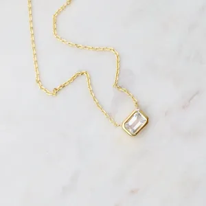 Vermeil White Topaz Solitaire Necklace