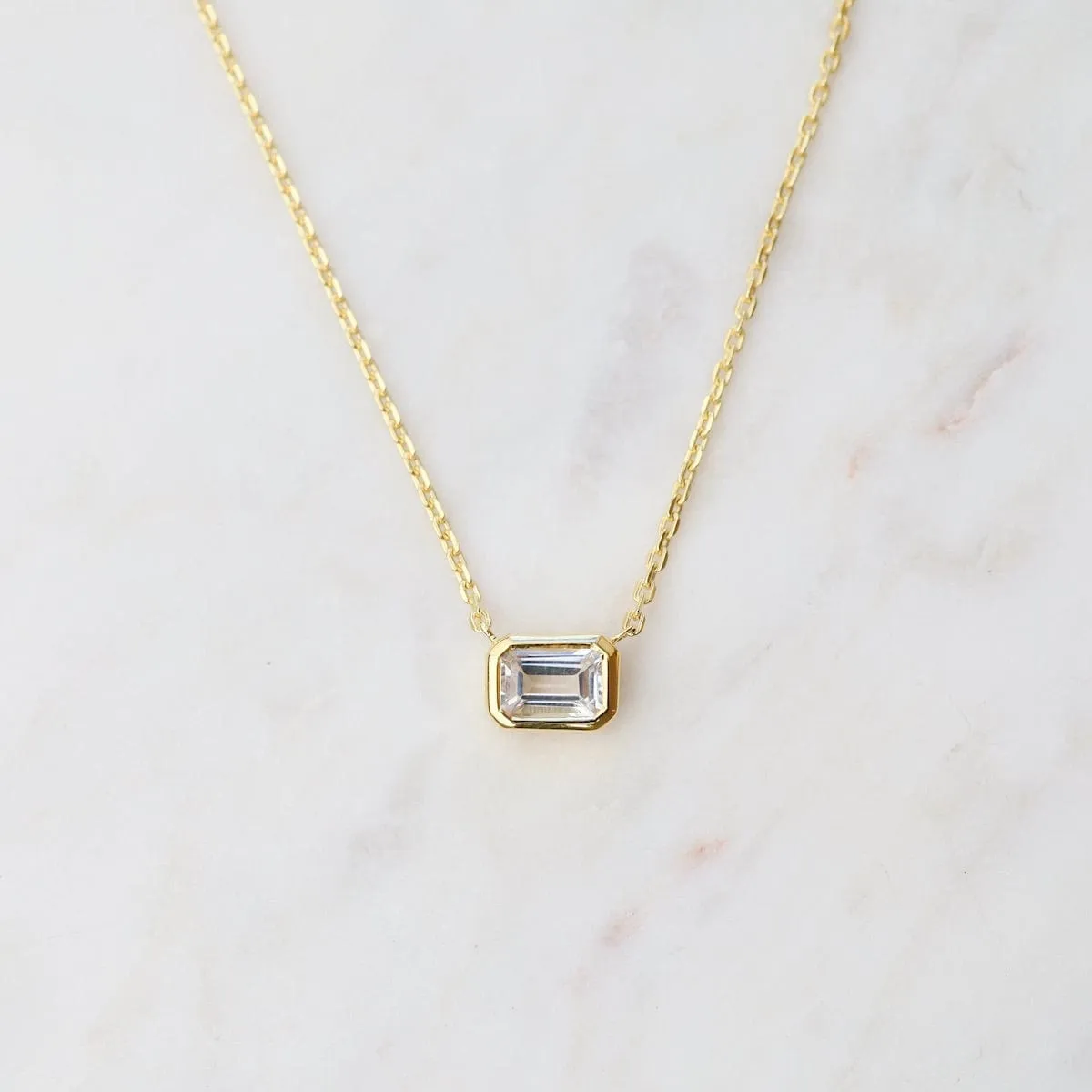 Vermeil White Topaz Solitaire Necklace
